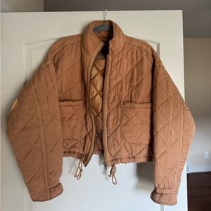 Blank NYC Tan Camel Cropped Quilted Jacket